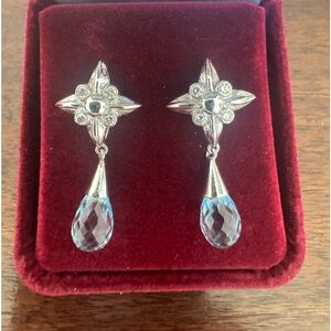 Natural diamond and aquamarine earrings set in white gold. Sparkles brilliantly.